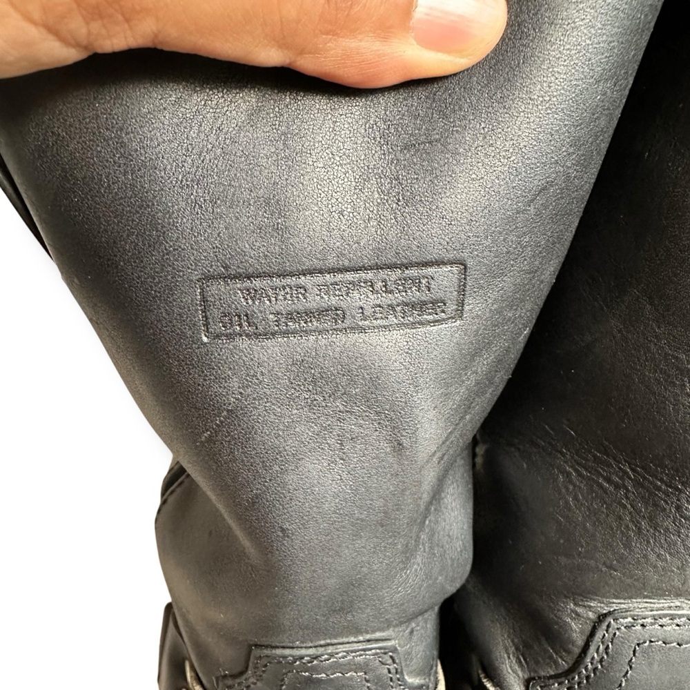 Black Women's Mid-Calf Harness Leather Boots - Picture 7 of 16